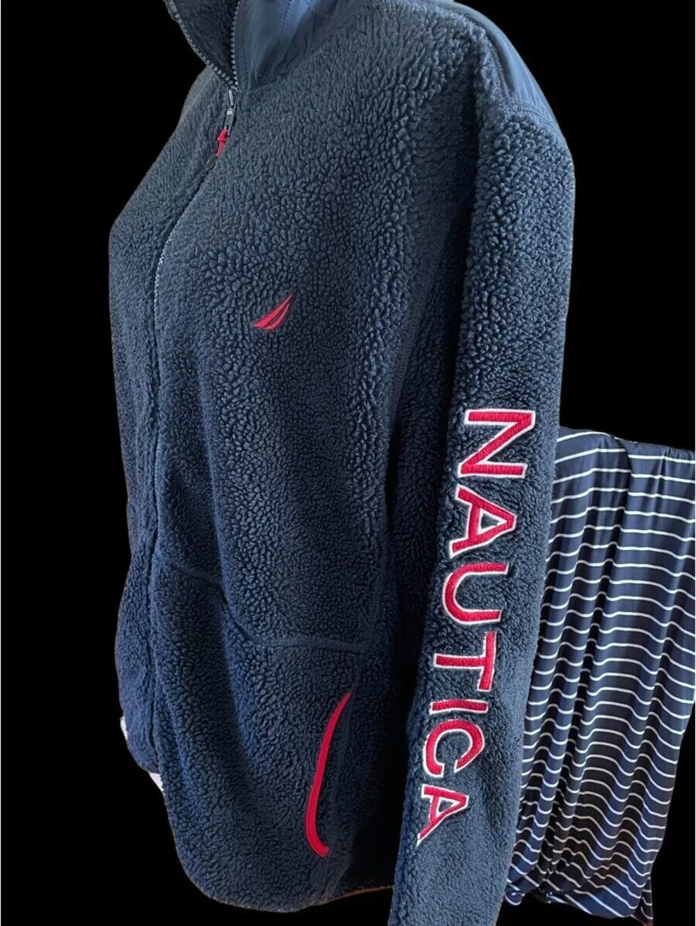 Nautica Fleece Jacket Unisex Size XL Navy Blue